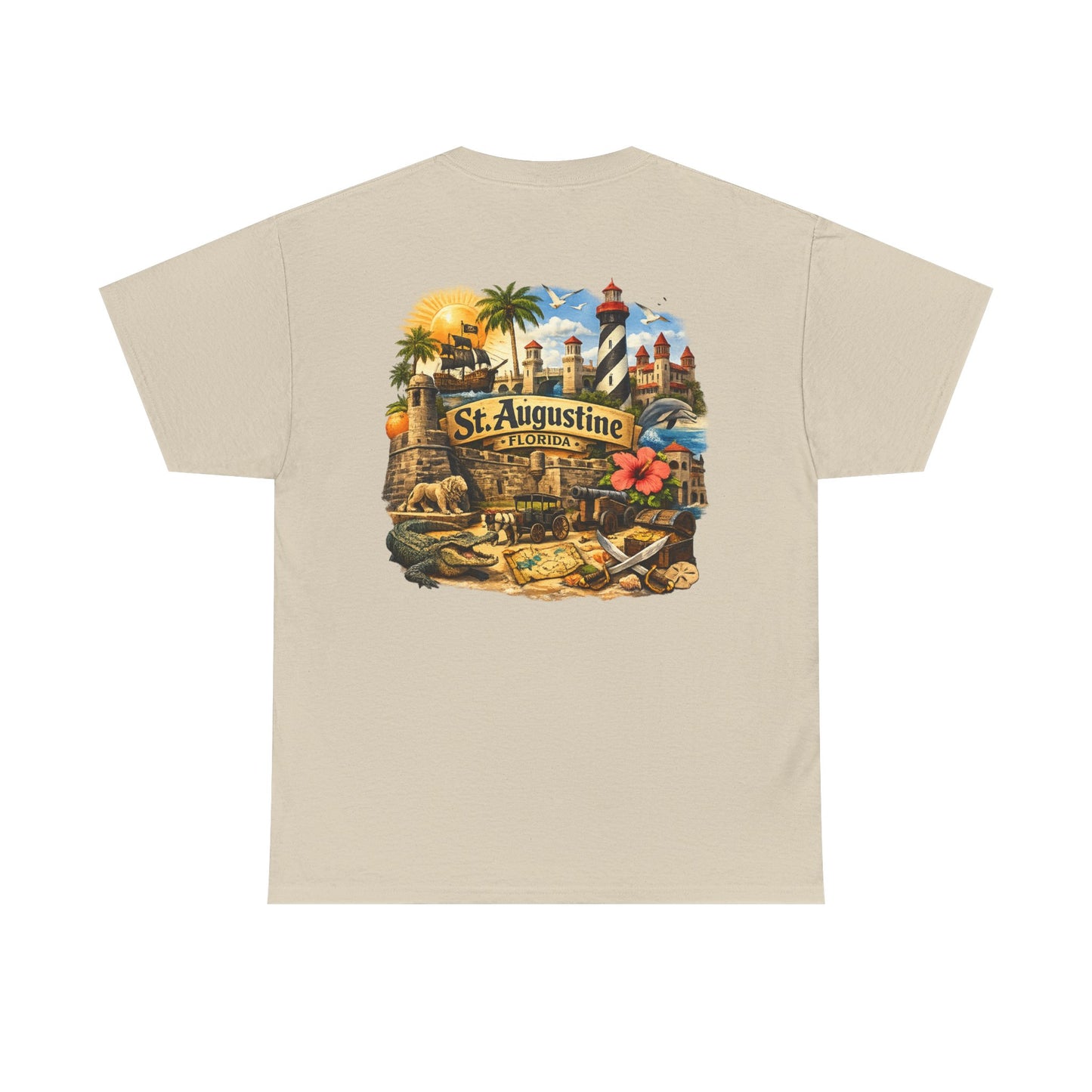 St. Augustine Florida Vintage Travel Tee — Retro Beach & Lighthouse Souvenir T-Shirt