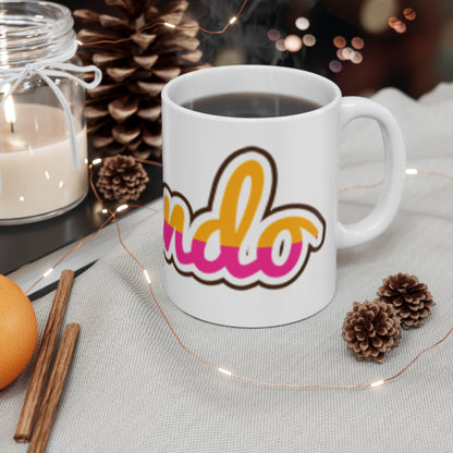 Orlando Retro Script Ceramic Mug — Colorful City Souvenir (11oz & 15oz)