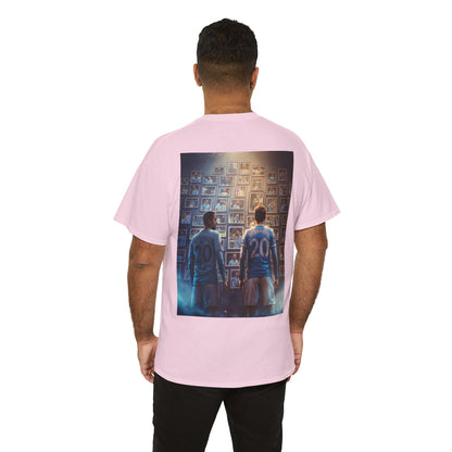 Bernardo Silva Manchester City Legend Graphic Tee — Player Cartoon Front & Tribute Poster Back