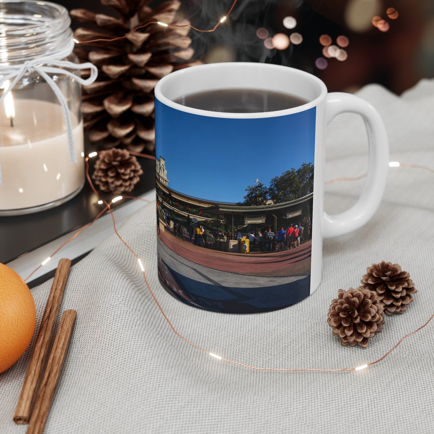 Magic Kingdom Theme Park Entrance Photo Mug — Scenic 11oz/15oz Ceramic Coffee Cup