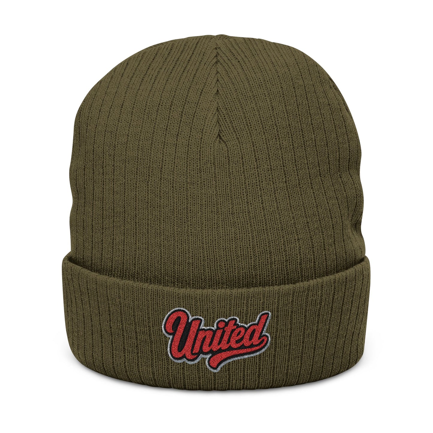 United Embroidered Ribbed Beanie — Cozy Knit Winter Hat