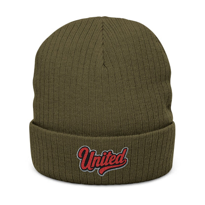 United Embroidered Ribbed Beanie — Cozy Knit Winter Hat