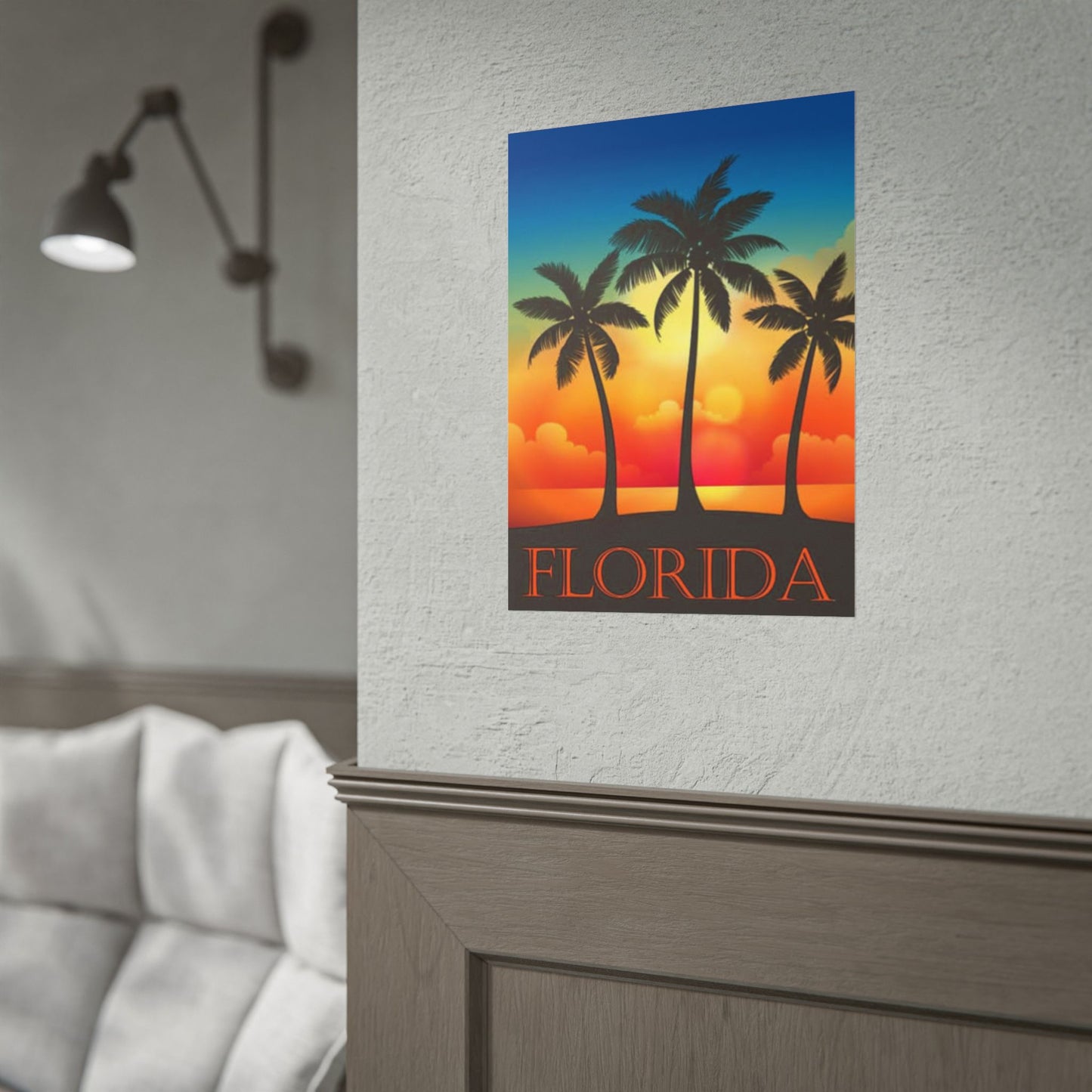 Florida Sunset Palm Poster — Tropical Beach Wall Art