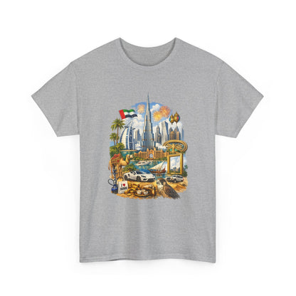 Dubai Skyline Beach Vacation T-Shirt – Retro Travel Collage Tee
