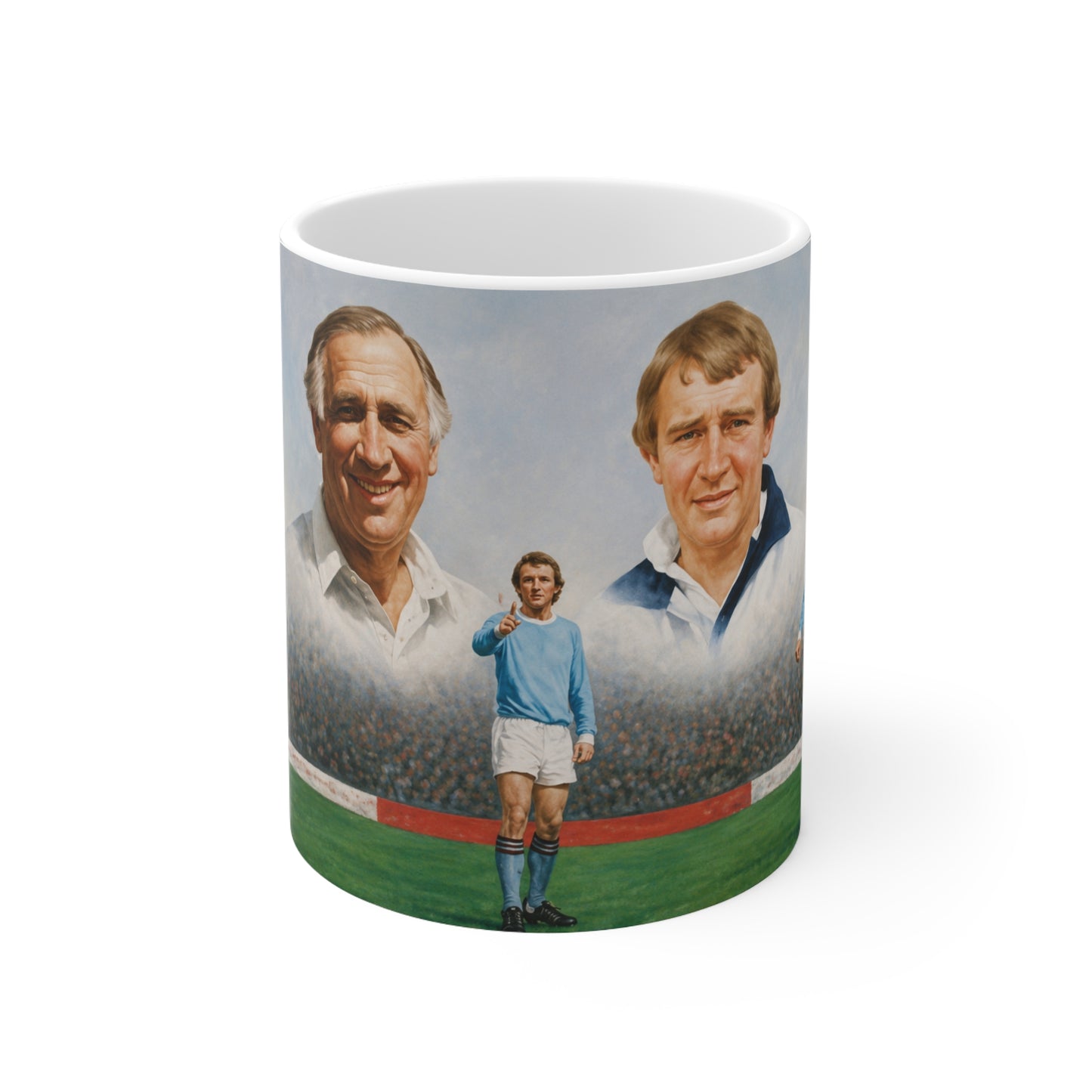 Mercer, Allison, Bell, Lee and Summerbee Manchester City Soccer Legends Ceramic Mug — Vintage Football Players 11oz/15oz