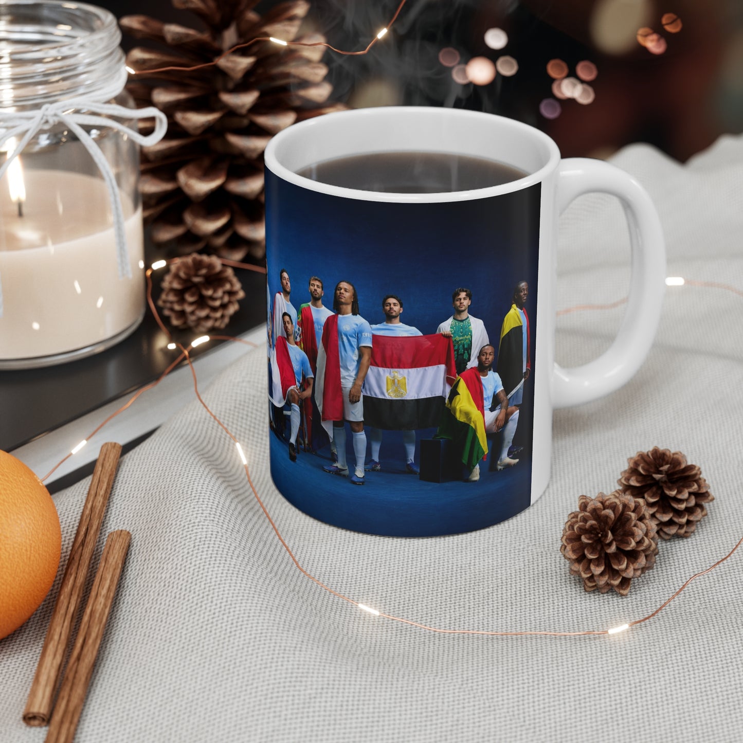 Manchester City 2026 World Cup Team Flags Mug — International Players Photo Ceramic Coffee Cup (11oz, 15oz)
