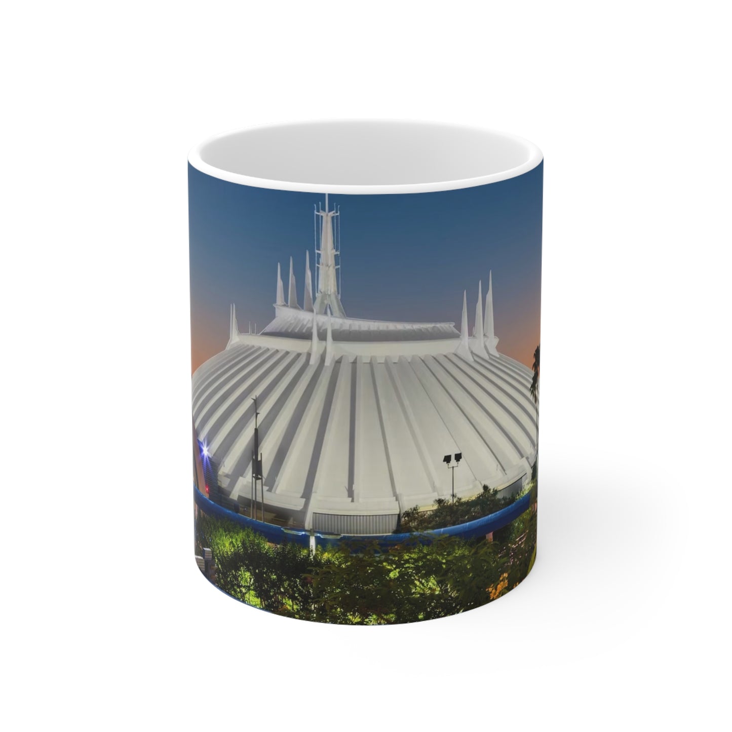 Space Mountain Sunset Ceramic Coffee Mug — Theme Park Photo Mug (11oz & 15oz)