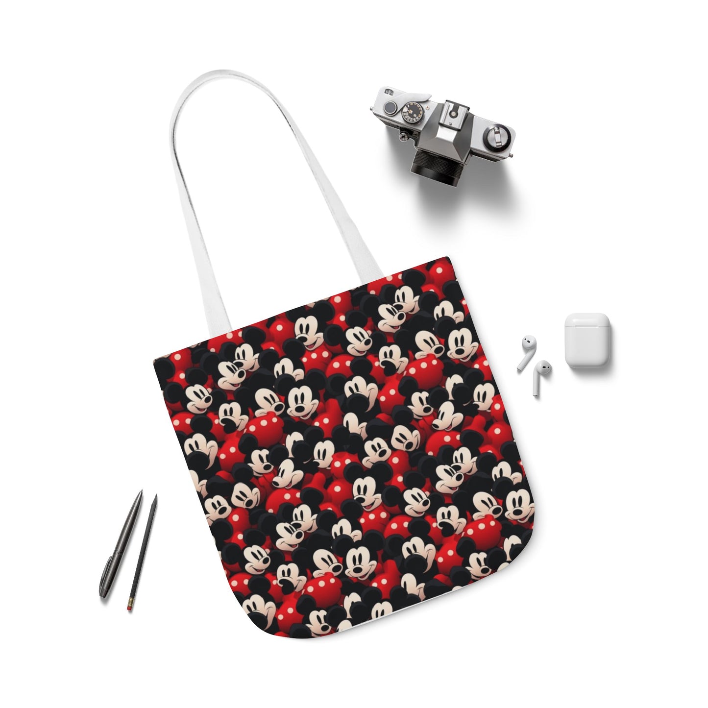 Mickey Mouse Canvas Tote — Retro Cartoon Character Allover Print