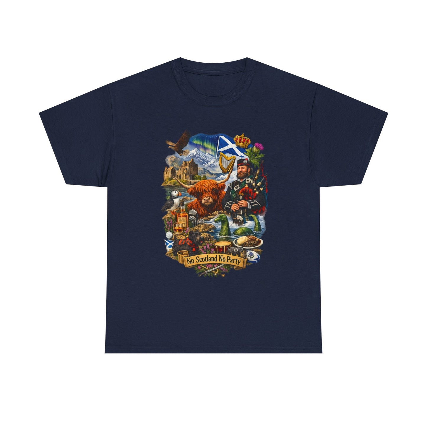 Scotland Collage T-Shirt — "No Scotland No Party" Scottish Heritage Tee