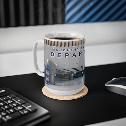 Manchester Airport Departures Terminal 2 Ceramic Coffee Cup (11oz & 15oz)