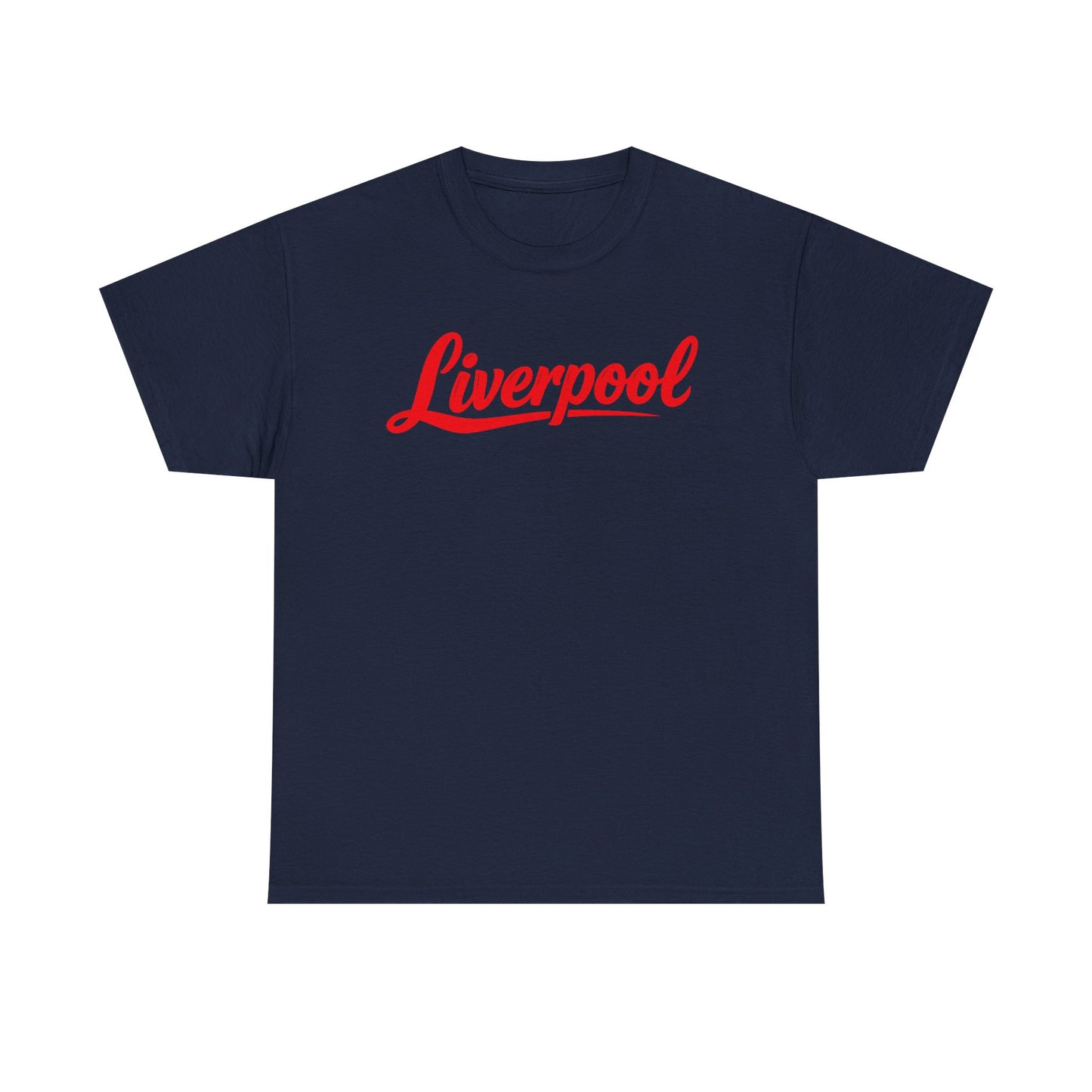 Liverpool Script T-Shirt — Retro Red Logo Tee for Fans