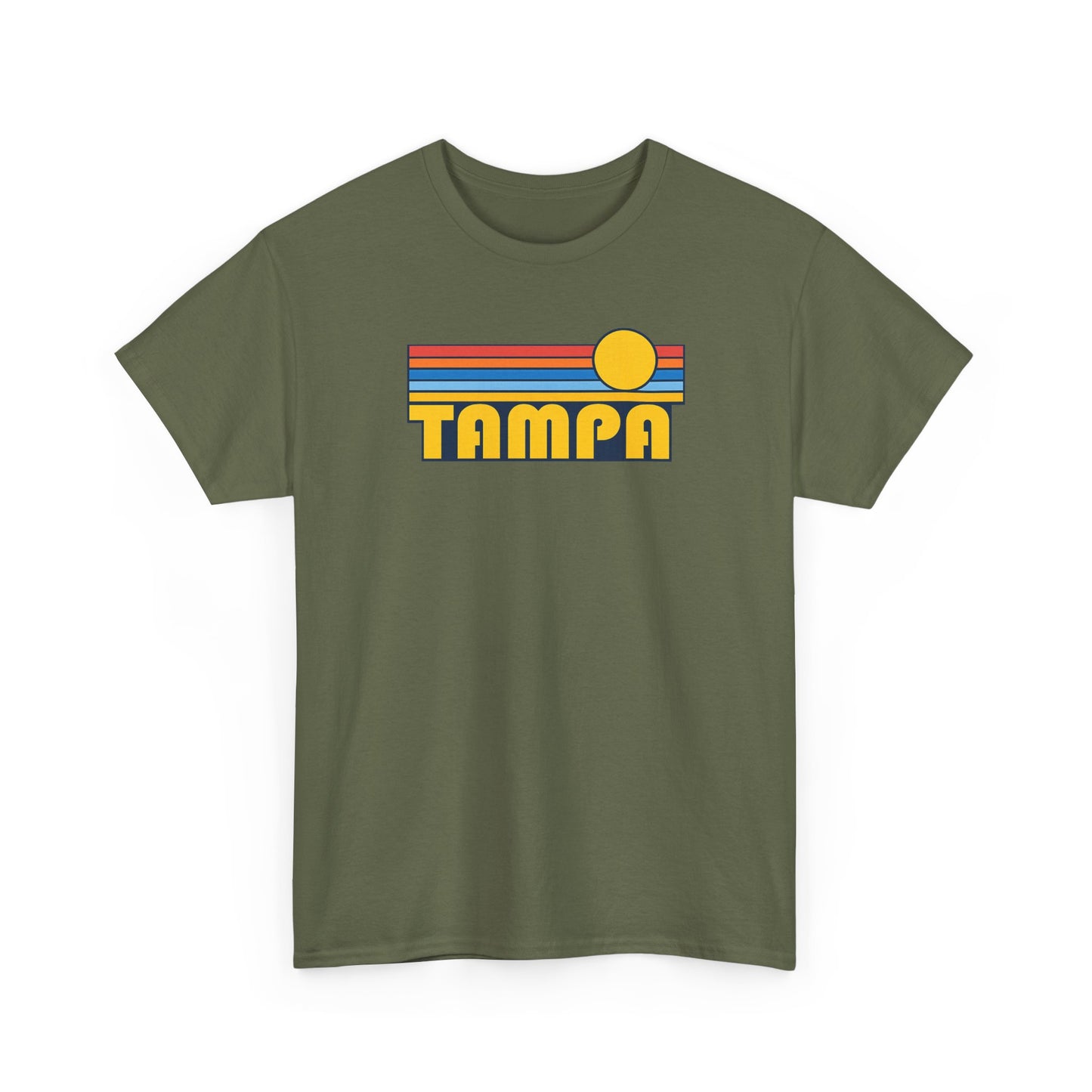Tampa Retro Sunset T-Shirt — Vintage 70s Striped Beach Tee