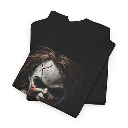 Horror Doll T-Shirt — Creepy Chucky-Inspired Graphic Tee for Halloween Fans