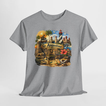 St. Augustine Florida Vintage Travel Tee — Retro Beach & Lighthouse Souvenir T-Shirt