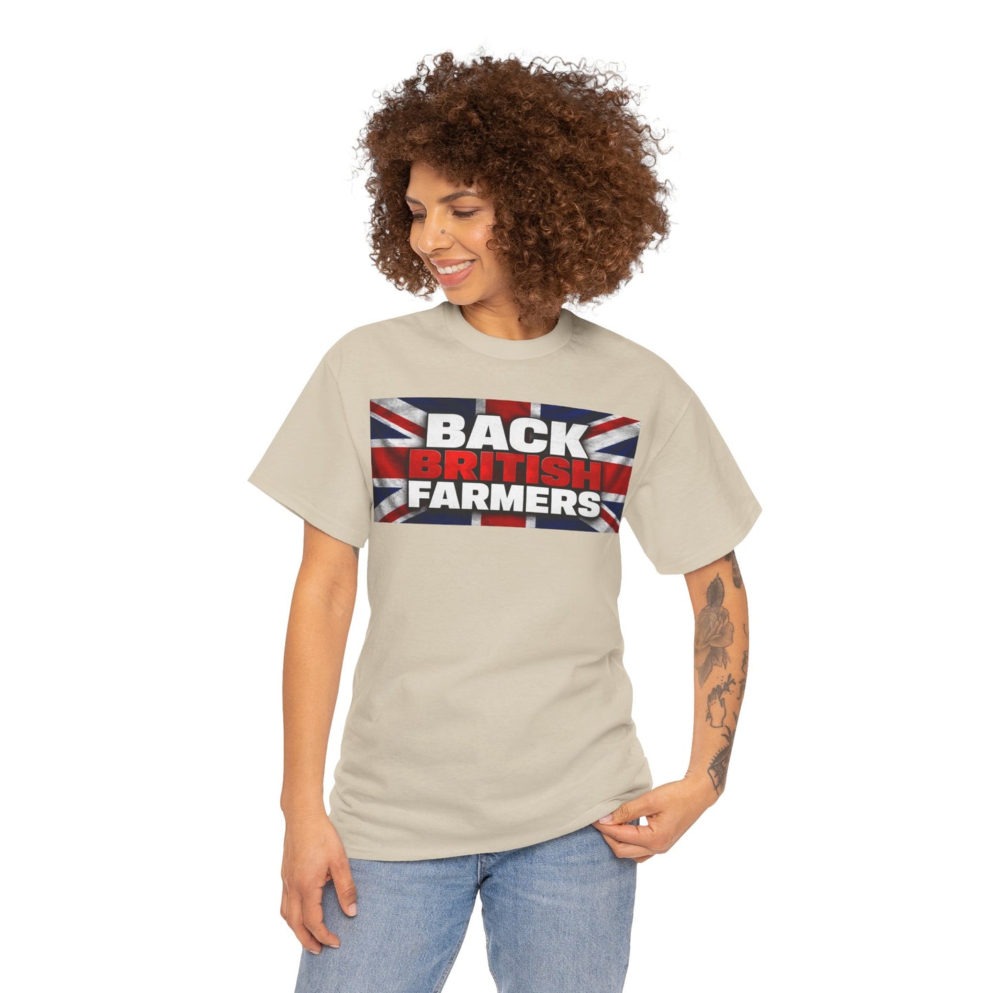 Back British Farmers T-Shirt — Union Jack Support Tee for UK Farmers