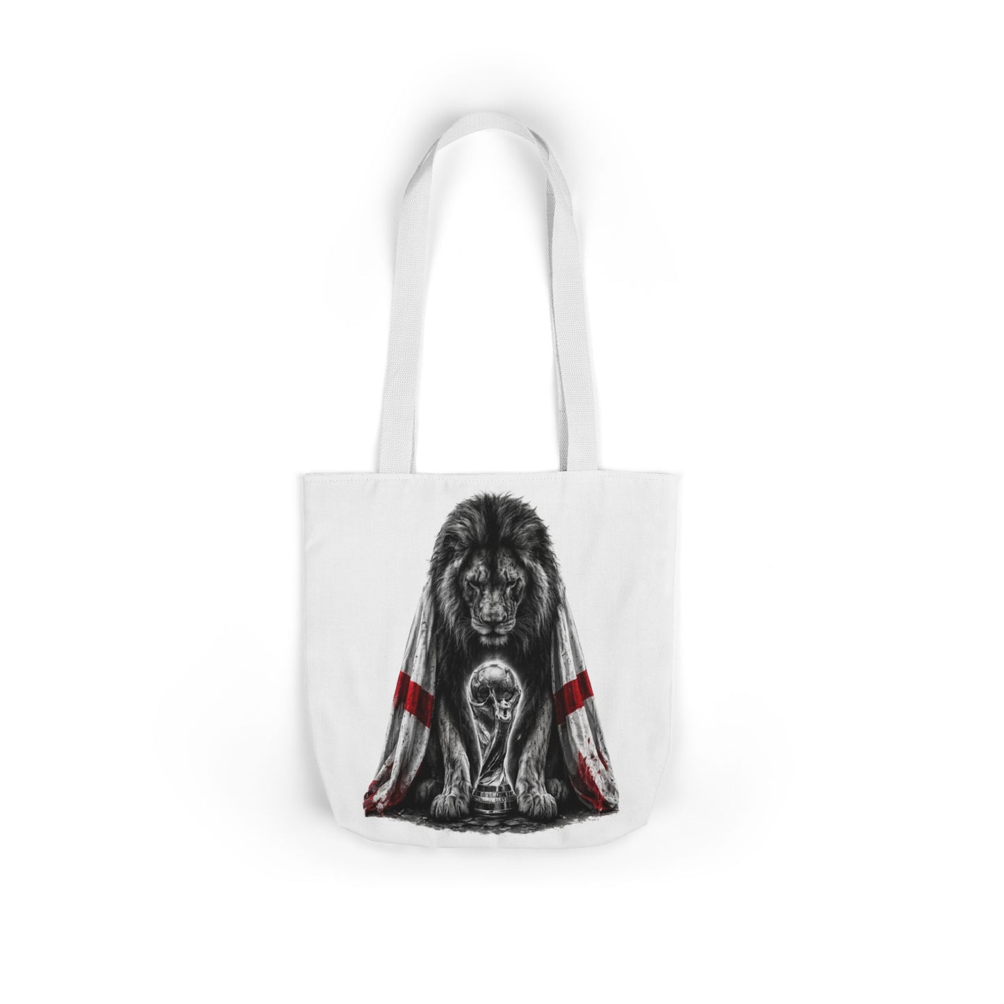 England Lion Guardian Canvas Tote — Protective Lion & Cub Illustration Tote Bag