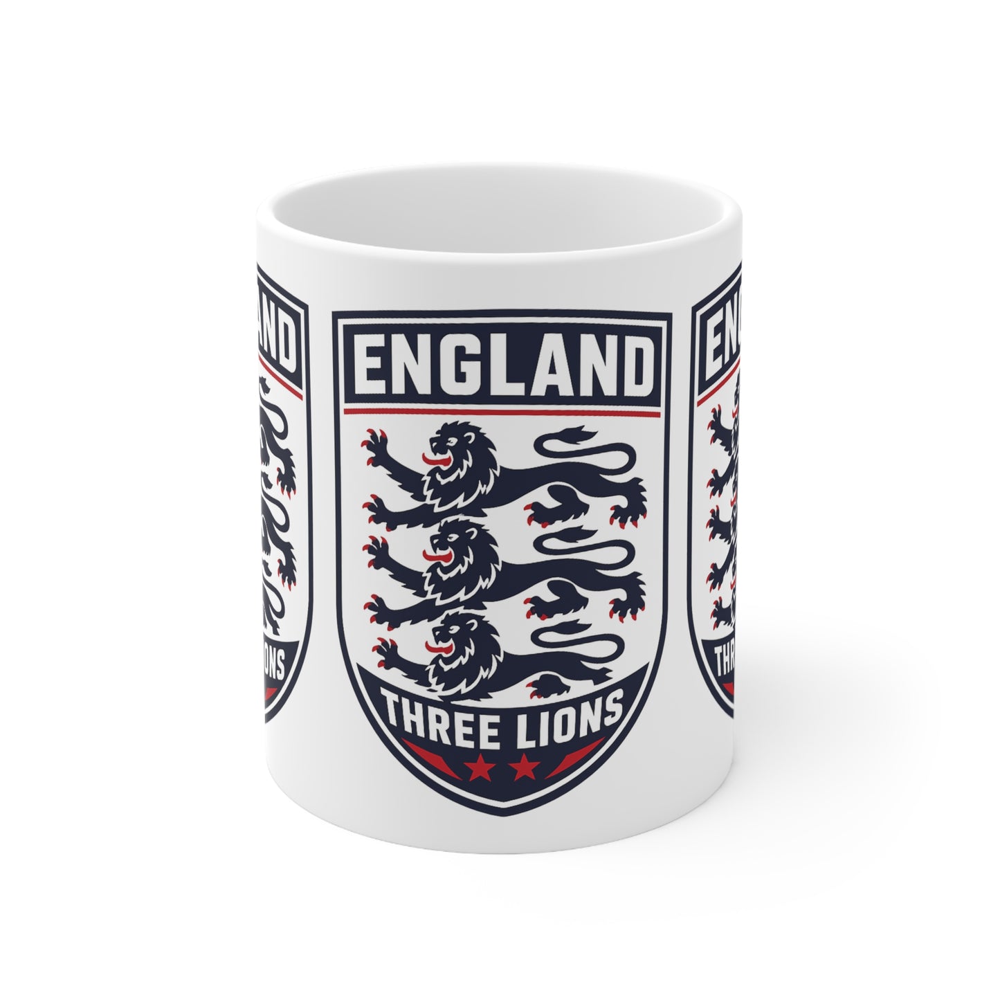 England Three Lions Ceramic Coffee Mug — 11oz & 15oz Football Fan Gift