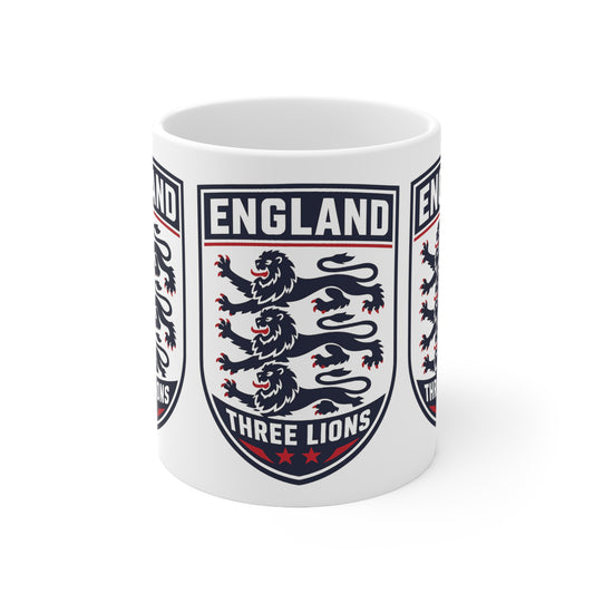 England Three Lions Ceramic Coffee Mug — 11oz & 15oz Football Fan Gift