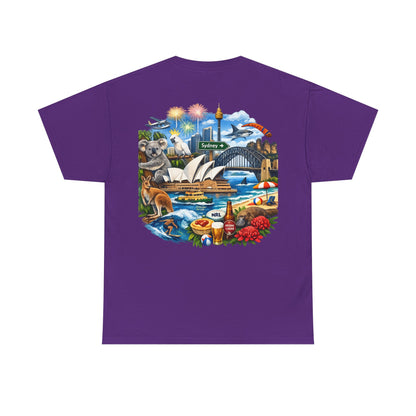 T-Shirt — Sydney Landmark Collage Tee (Opera House, Harbour Bridge, Koala & Beach Scene)