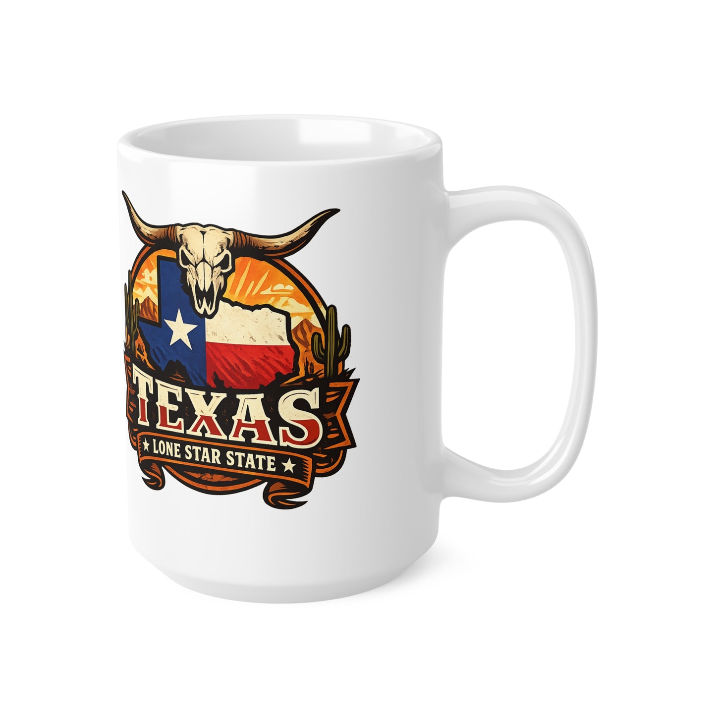 Texas Lone Star State Ceramic Coffee Cups, 11oz, 15oz