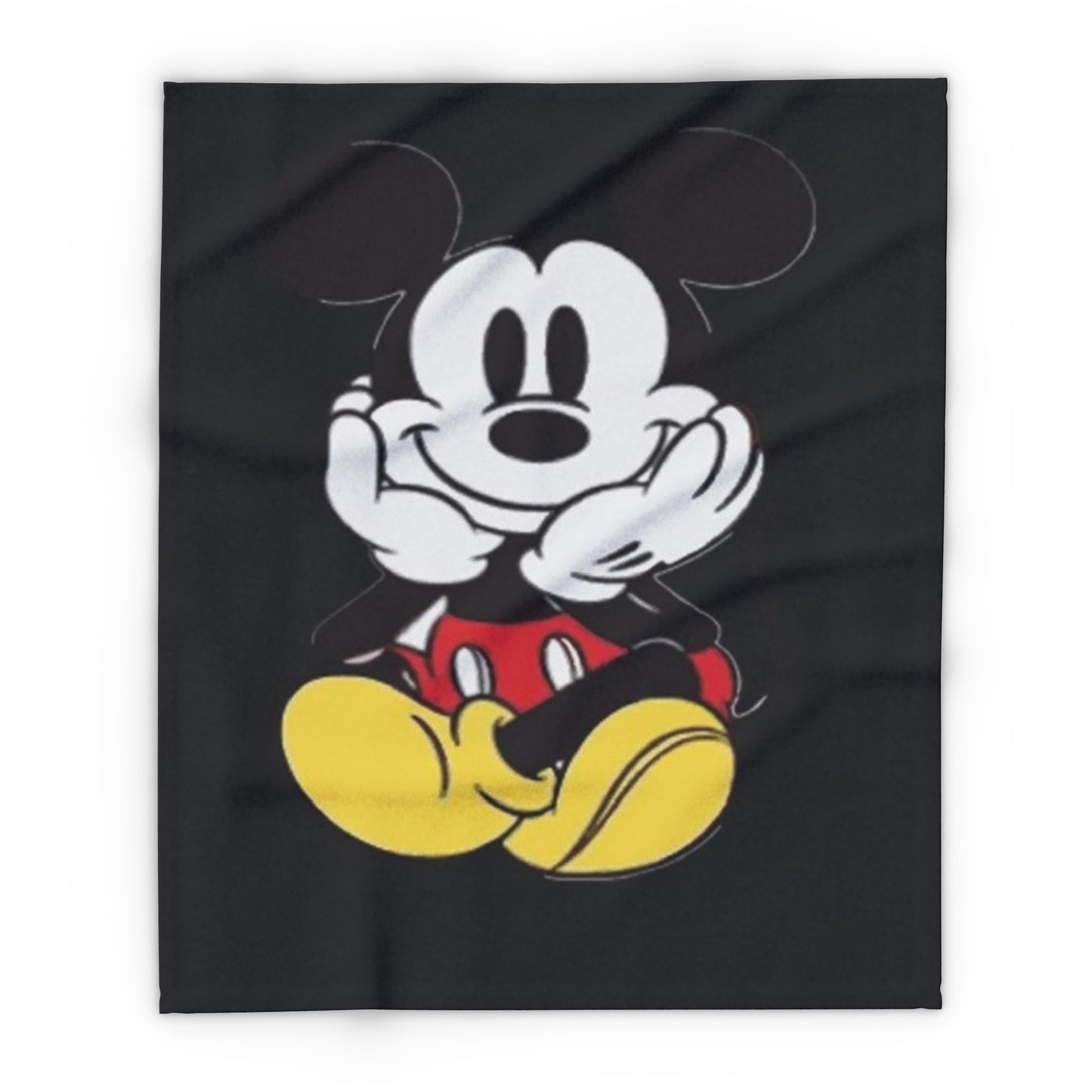 Mickey Mouse Inspired Black Plush Throw Blanket — Cute Vintage Cartoon Fleece