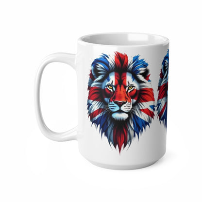 Union Jack 3 Lions Mug — British Flag Ceramic Coffee Cup (11oz & 15oz)
