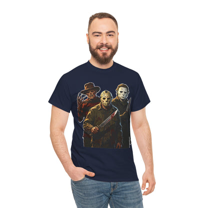 Horror Icons T-Shirt — Freddy, Jason & Michael Trio Graphic Tee