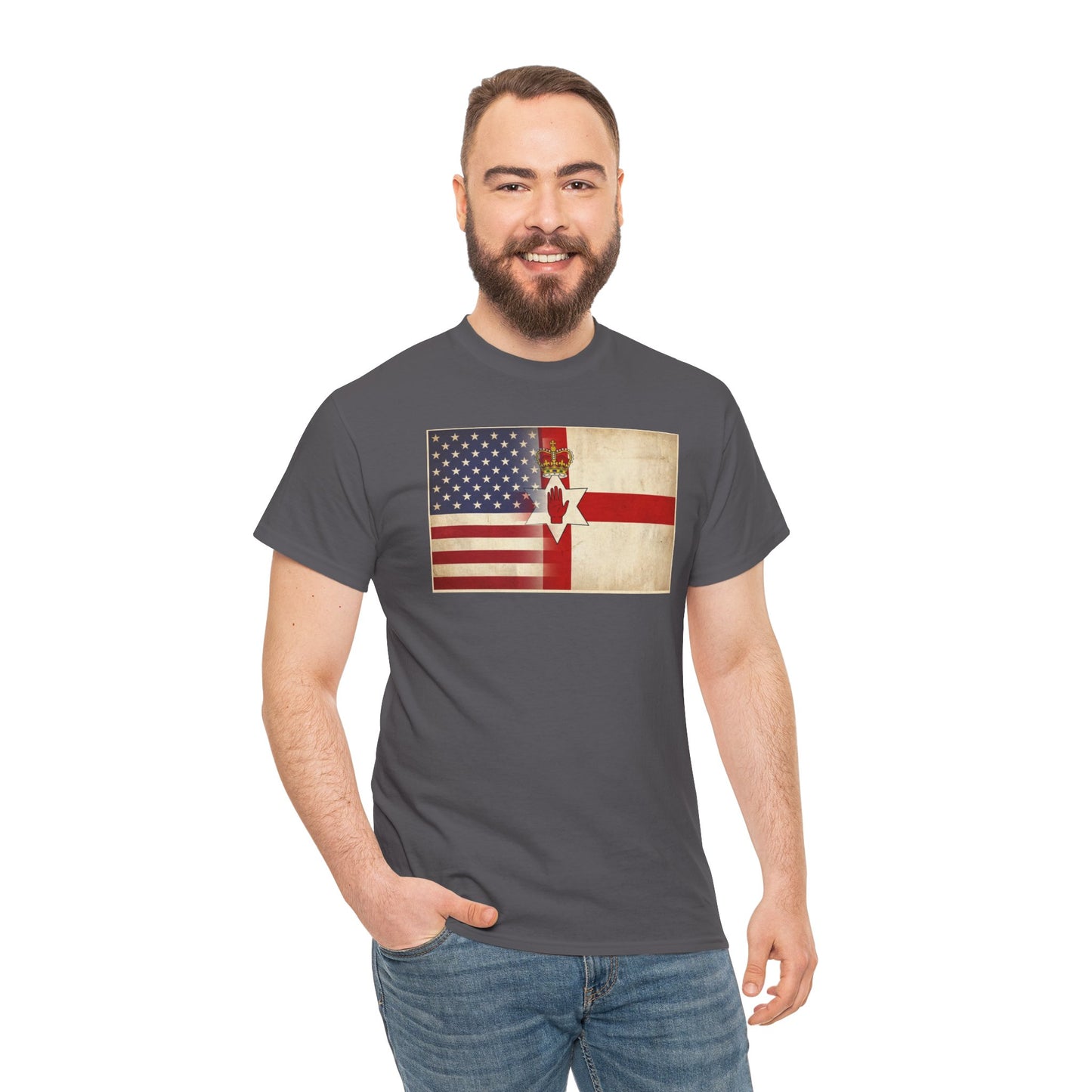 USA / Northern Ireland Flag T-Shirt – Vintage USA & Ulster Cross Tee
