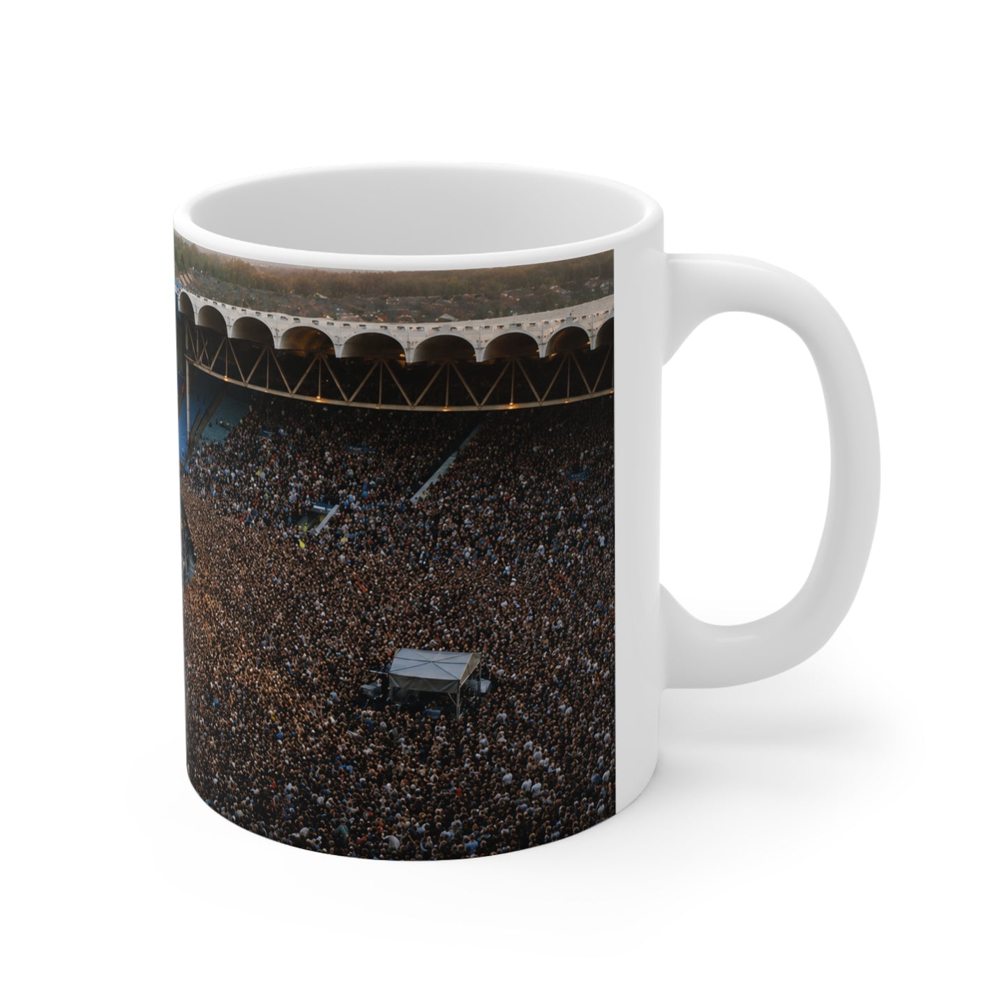Oasis at Maine Road Concert Crowd Ceramic Mug — Live Stadium Photo Coffee Cup (11oz & 15oz)