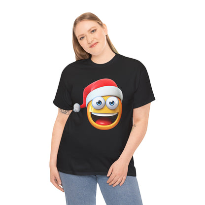 Christmas Emoji T-Shirt — Santa Hat Smiley Holiday Tee