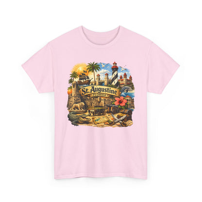 St. Augustine Florida Vintage Travel Tee — Retro Beach & Lighthouse Souvenir T-Shirt