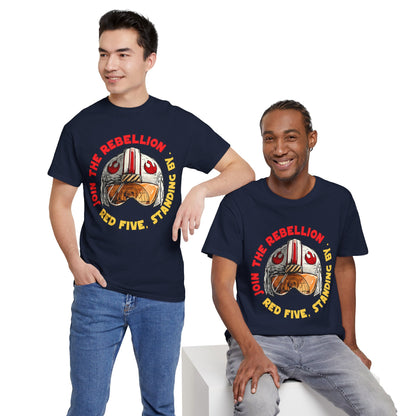 Rebel Pilot T-Shirt — "Join the Rebellion, Red Five" Vintage Helmet Design