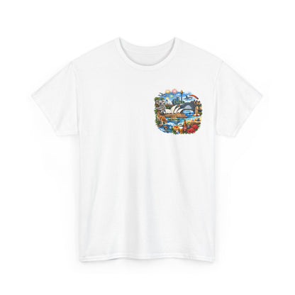 T-Shirt — Sydney Landmark Collage Tee (Opera House, Harbour Bridge, Koala & Beach Scene)