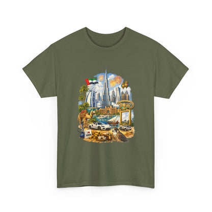 Dubai Skyline Beach Vacation T-Shirt – Retro Travel Collage Tee
