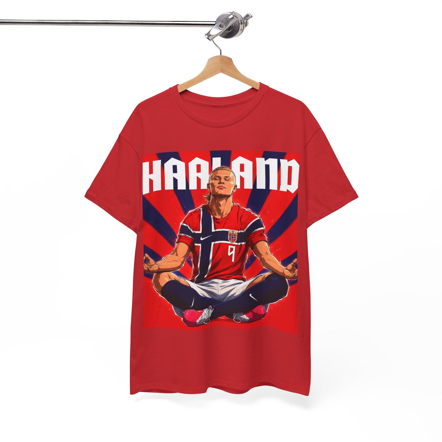 Erling Haaland Norway Soccer Tee — Retro Striped Athletic Graphic T-Shirt