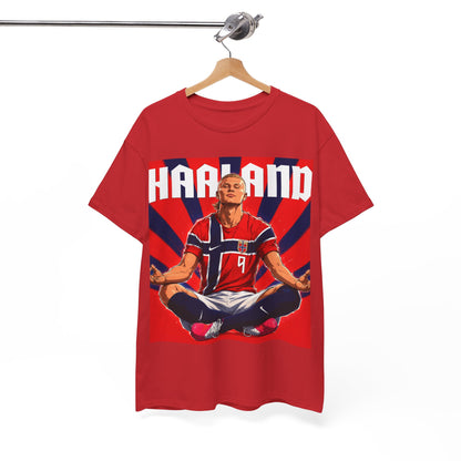 Erling Haaland Norway Soccer Tee — Retro Striped Athletic Graphic T-Shirt