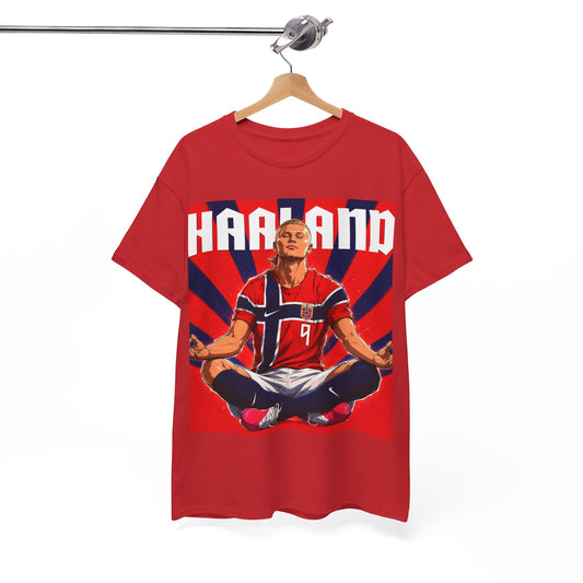 Erling Haaland Norway Soccer Tee — Retro Striped Athletic Graphic T-Shirt