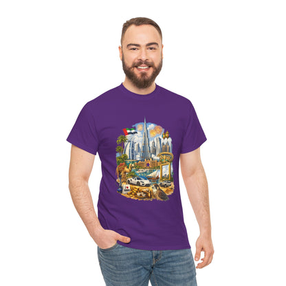 Dubai Skyline Beach Vacation T-Shirt – Retro Travel Collage Tee