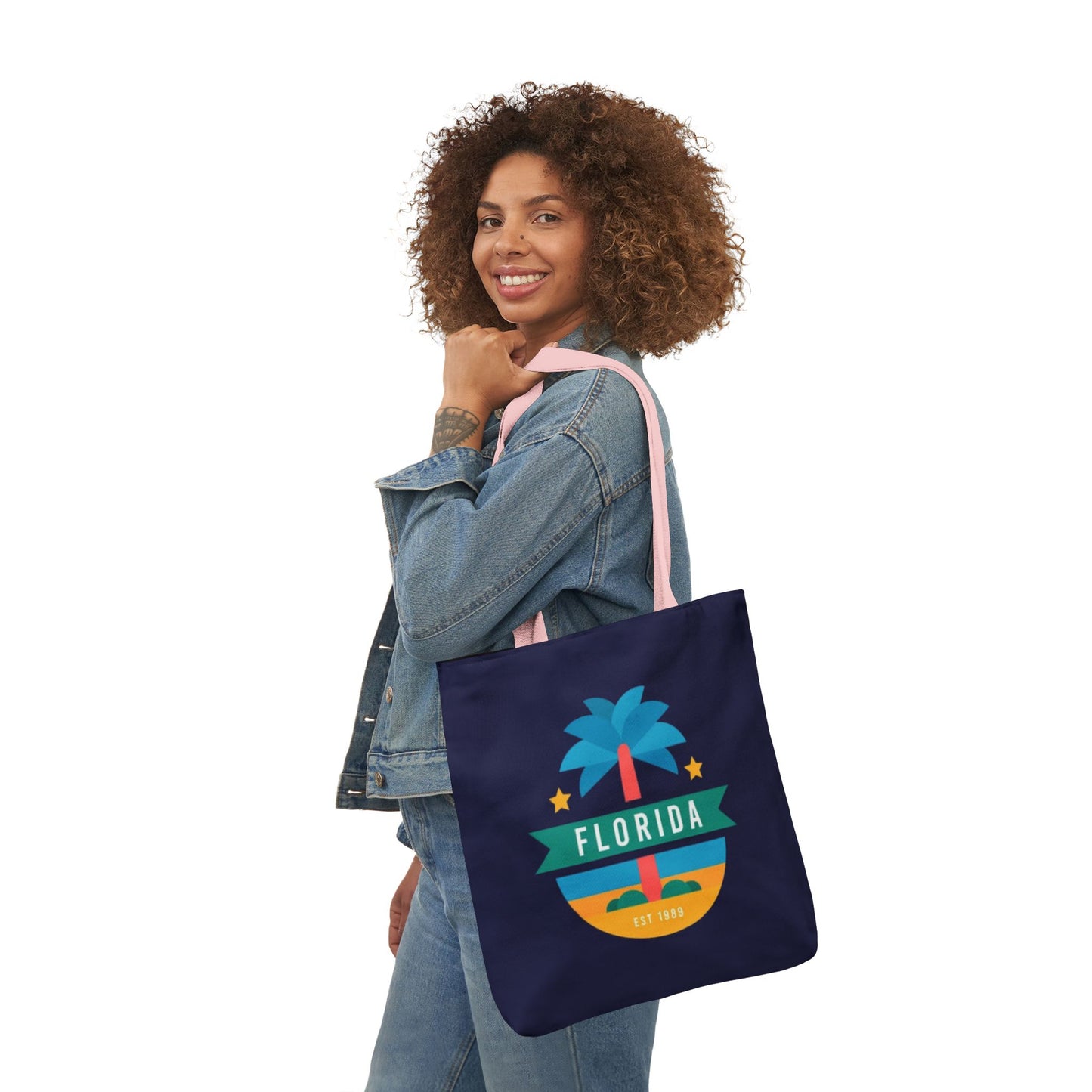 Florida Palm Beach Canvas Tote Bag — Retro Sunshine Travel Tote