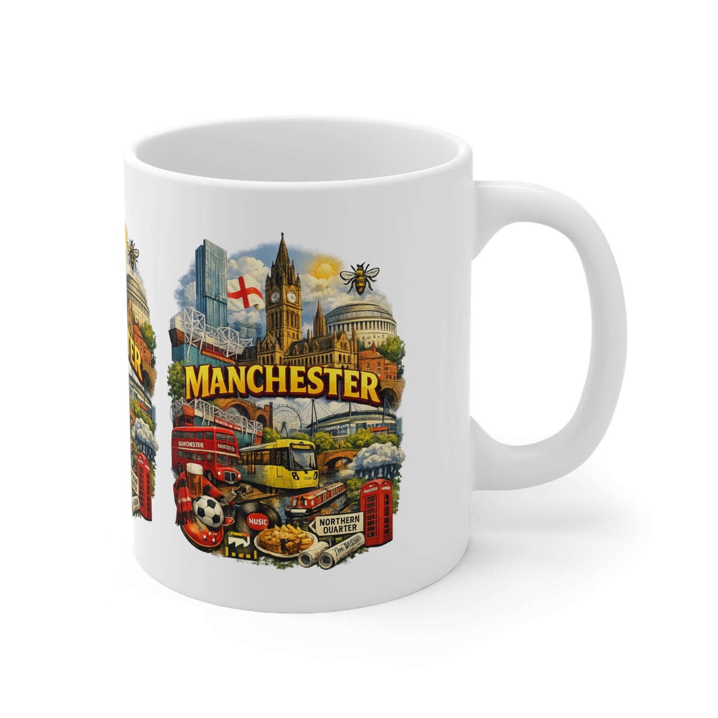 Manchester Landmark Ceramic Mug — 11oz & 15oz Souvenir Coffee Cup