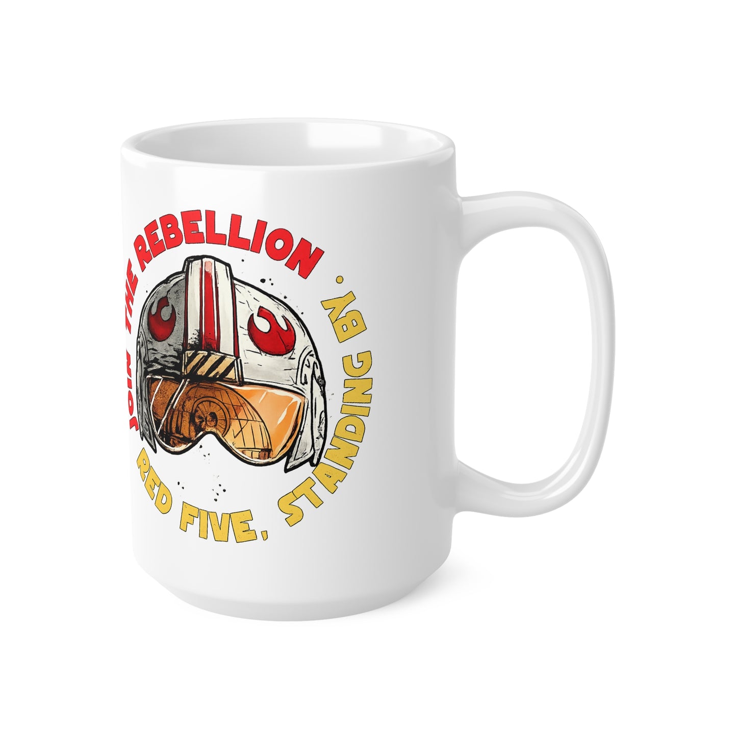 Red Five Pilot Helmet Ceramic Mug — “Join the Rebellion” Star Wars Coffee Cup