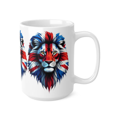 Union Jack 3 Lions Mug — British Flag Ceramic Coffee Cup (11oz & 15oz)