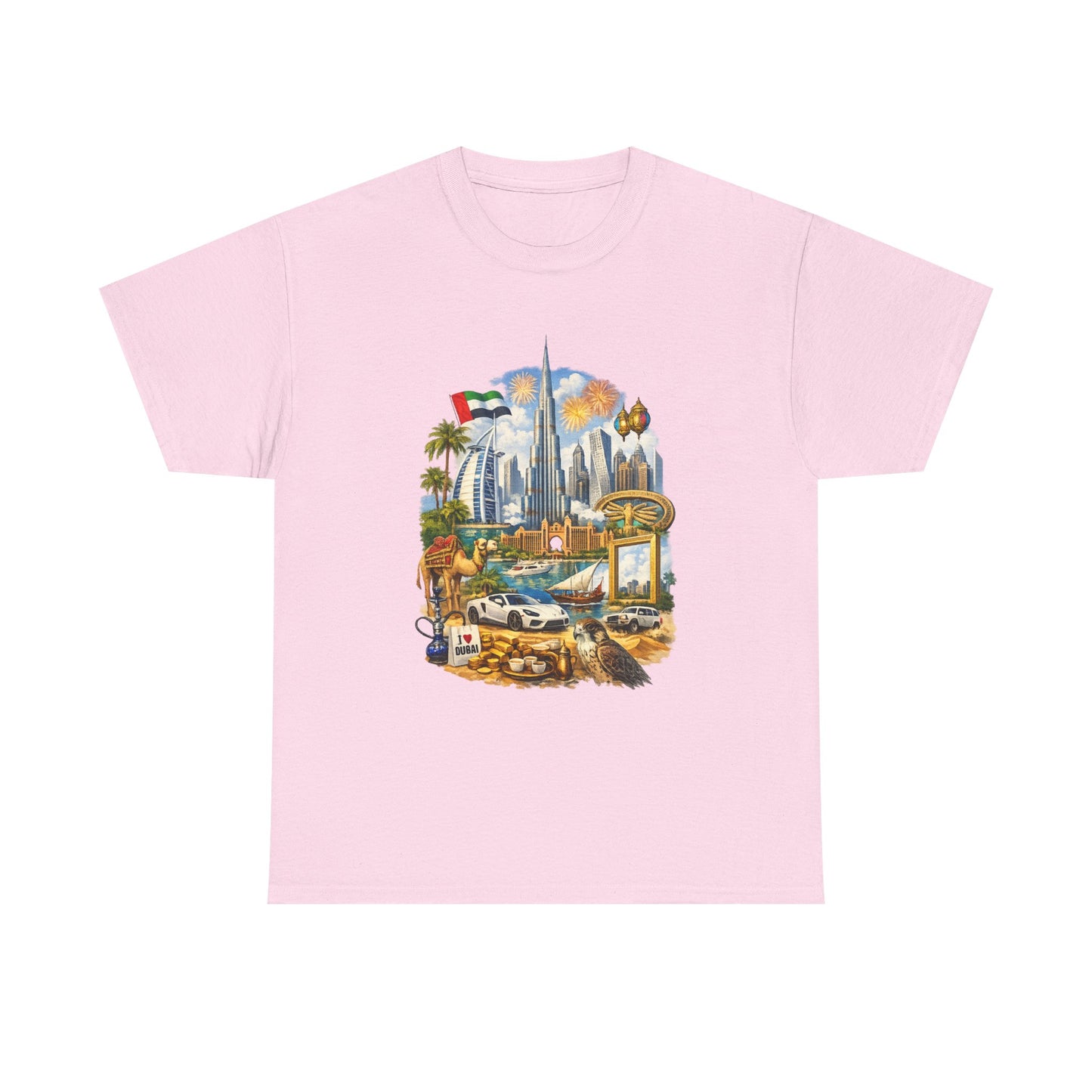 Dubai Skyline Beach Vacation T-Shirt – Retro Travel Collage Tee