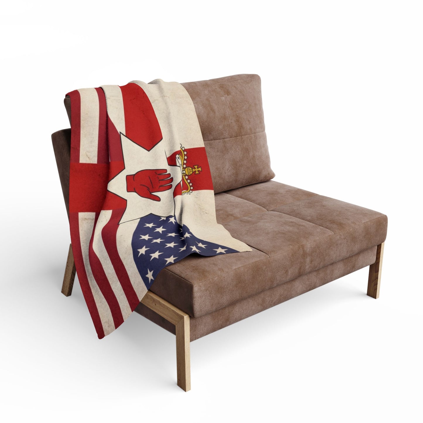 Northern Ireland & USA Flags Fleece Blanket — Vintage British/USA Ulster Flag Design