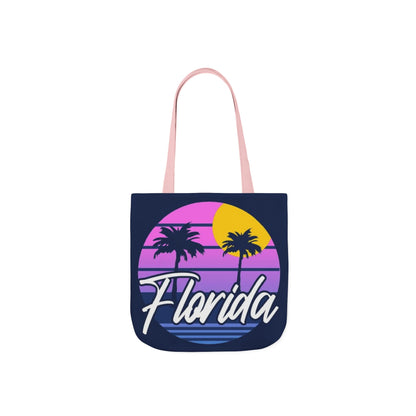Florida Sunset Palm Tote Bag — Retro Beach Canvas Tote