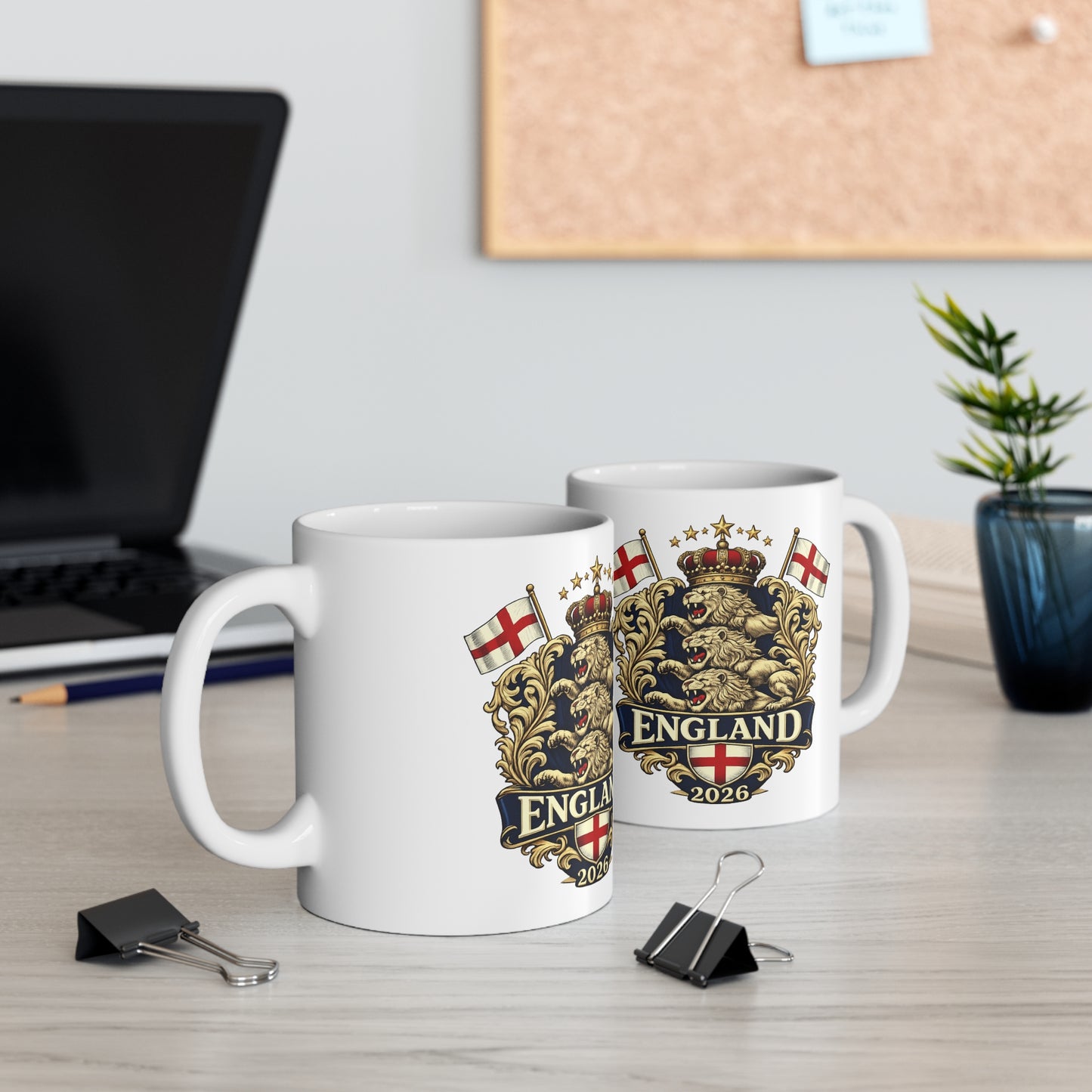 England 2026 Crest Coffee Mug — Vintage Lion Coat of Arms Ceramic Cup (11oz, 15oz)