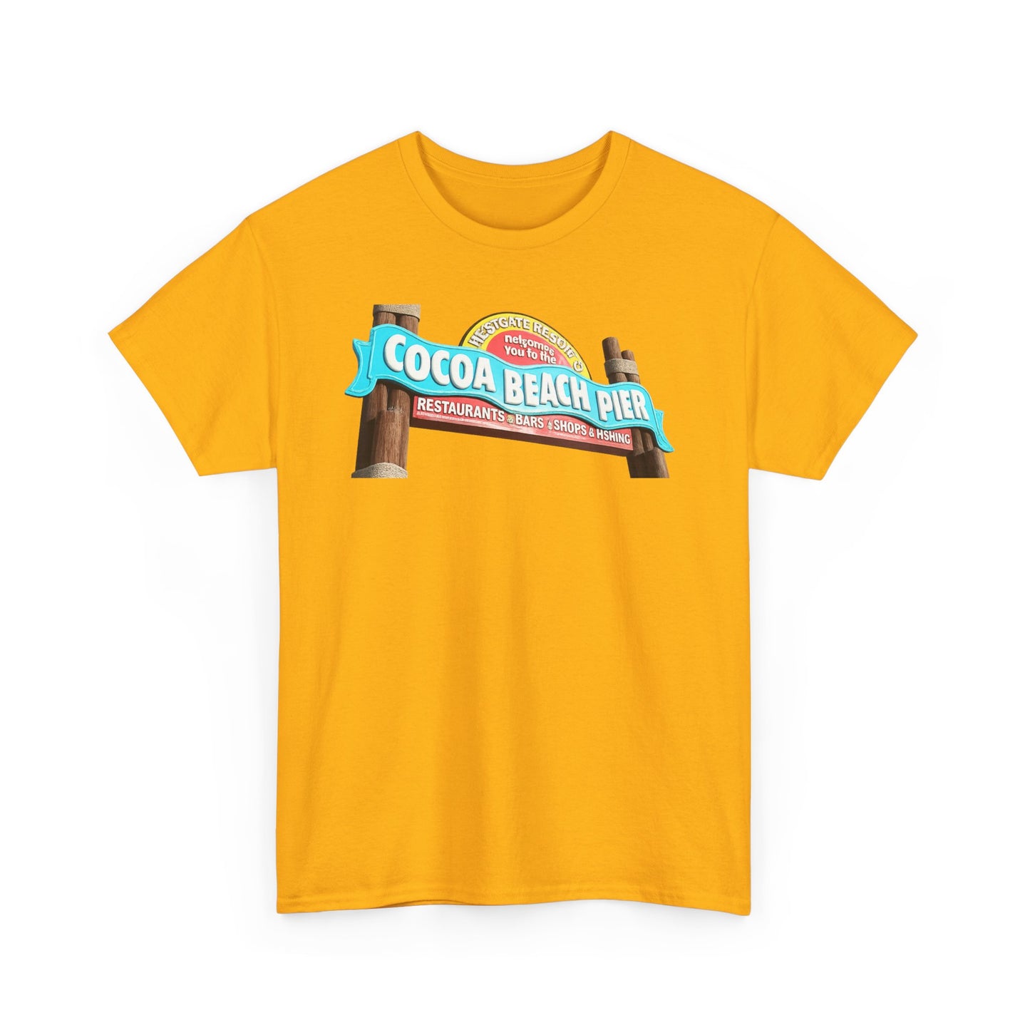 Cocoa Beach Pier T‑Shirt — Retro Beach Sign Vacation Tee