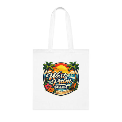 Rio de Janeiro / West Palm Beach Beach Tote — Retro Tropical Cotton Tote Bag