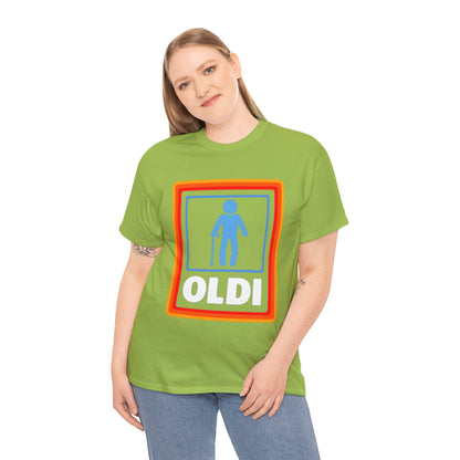 Oldi Retro Logo Tee — Funny Elderly Humour T-Shirt