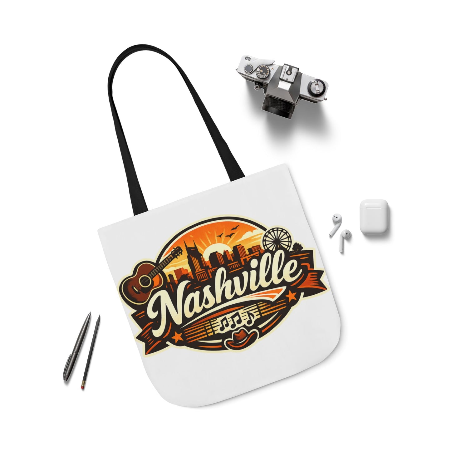 Nashville Sunset Tote Bag — Country Music Skyline Canvas Tote